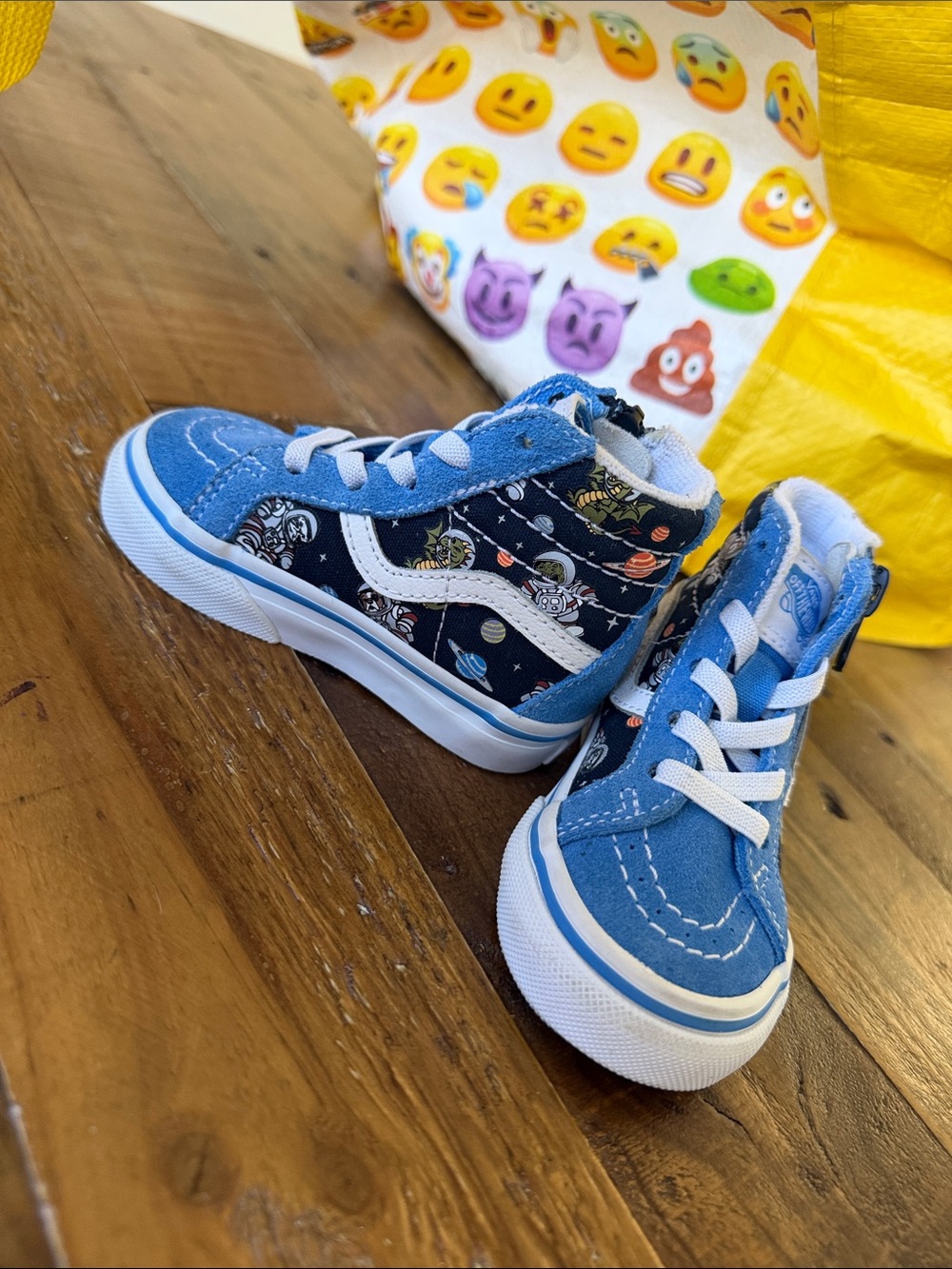 Vans Kids Blue Space-Print High-Top Sneakers with White Stripe
